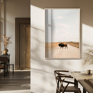 Bison Crossing Wall Art Canvas Print – Framed Western