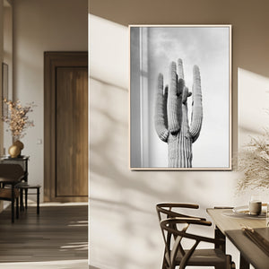 Saguaro Cactus Wall Art – Black and White Desert Canvas