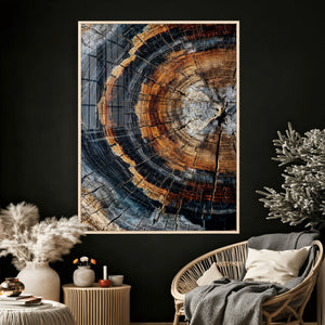 Abstract Wood Grain Canvas Print, Tree Ring Pattern Wall