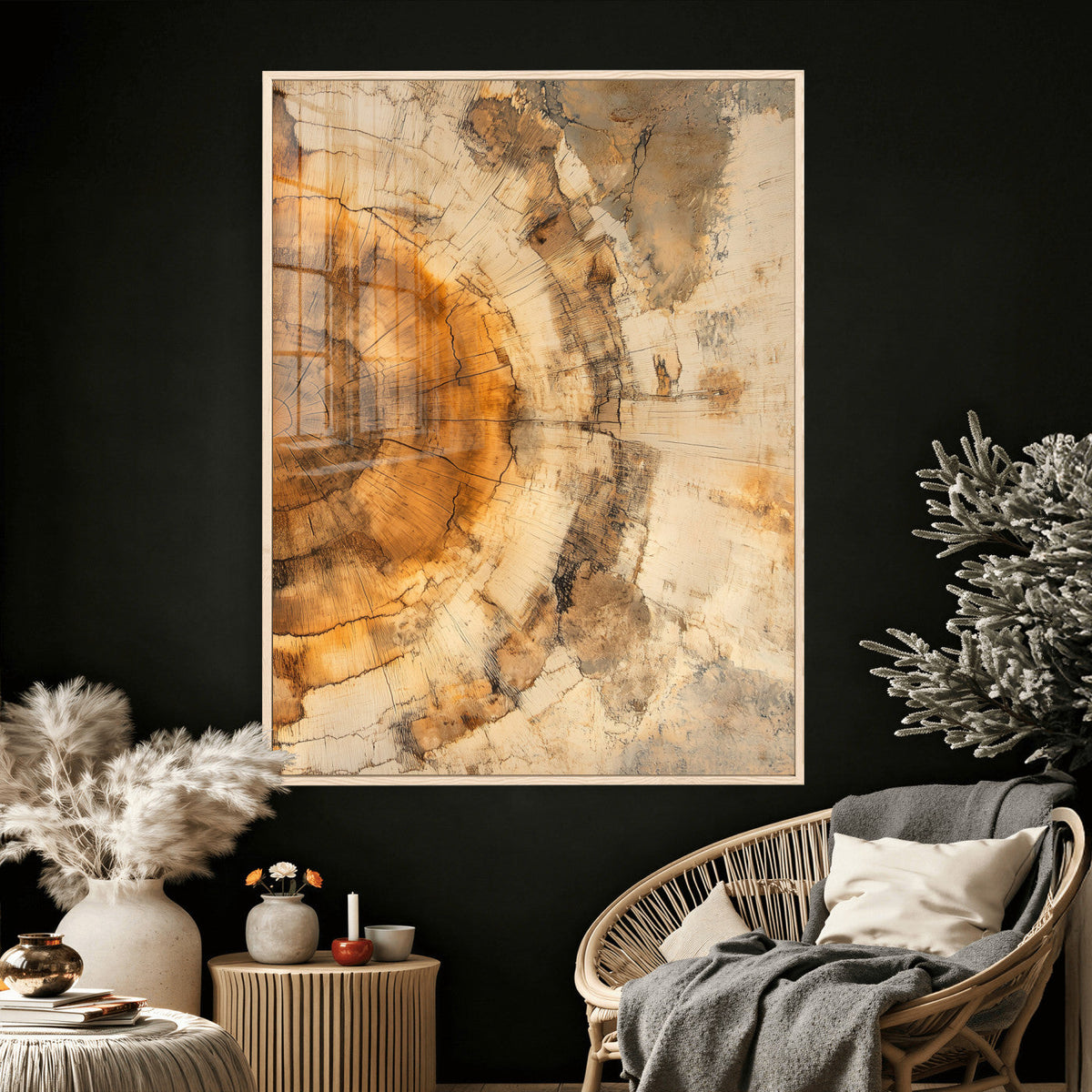 Abstract Wood Ring Wall Art Canvas Print – Natural Tree Ring