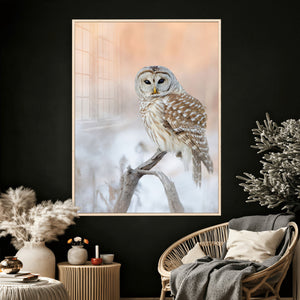 Barred Owl Wall Art Canvas Print – Soft Neutral Wildlife