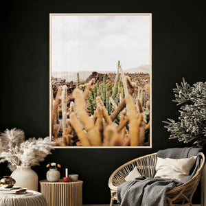 Minimal Desert Cactus Wall Art Canvas Print, Neutral
