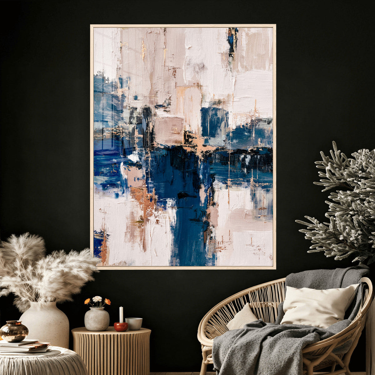 Abstract Navy Blue Wall Art Canvas Print