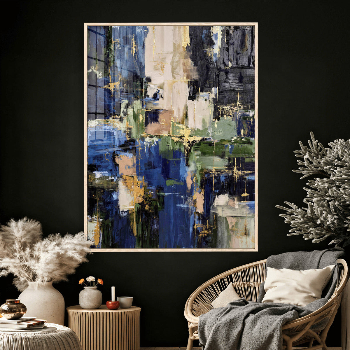 Abstract Dark Blue Wall Art Canvas Print