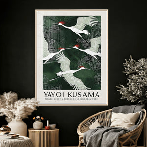 Yayoi Kusama Crane Bird Wall Art Canvas Print, Japanese