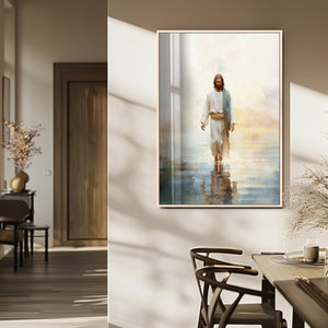 Jesus Walking on Water Wall Art Canvas Print, Christian Wall