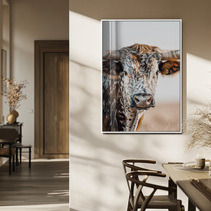 Texas Longhorn Wall Art Canvas Print – Speckled Horned Bull