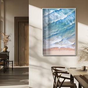 Aerial Ocean View Wall Art Canvas Print – Framed Soft Blue