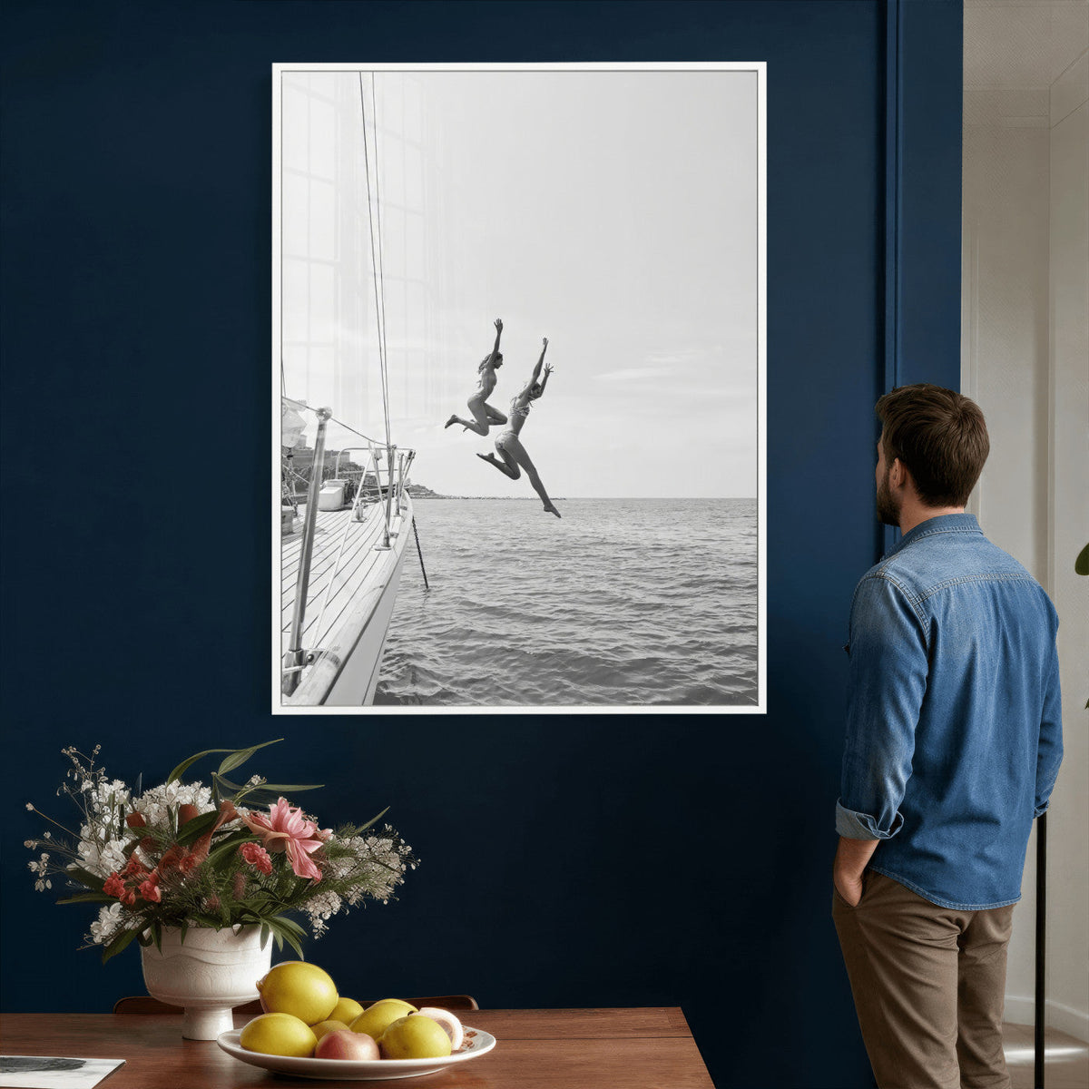 Ocean Dive Wall Art – Summer Splash Canvas Print, Waves &