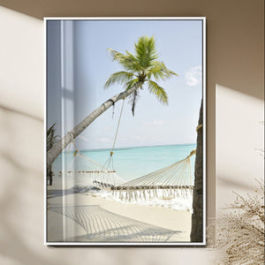 Beach Hammock Wall Art Canvas Print – Framed Tropical