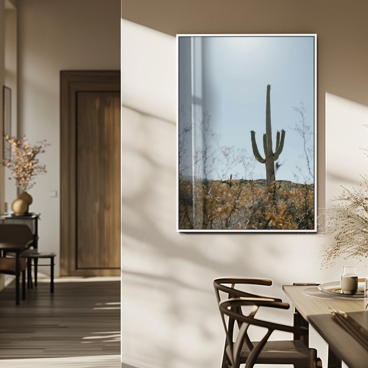 Saguaro Cactus Wall Art Canvas Print – Framed Southwestern