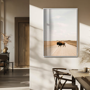 Bison Crossing Wall Art Canvas Print – Framed Western