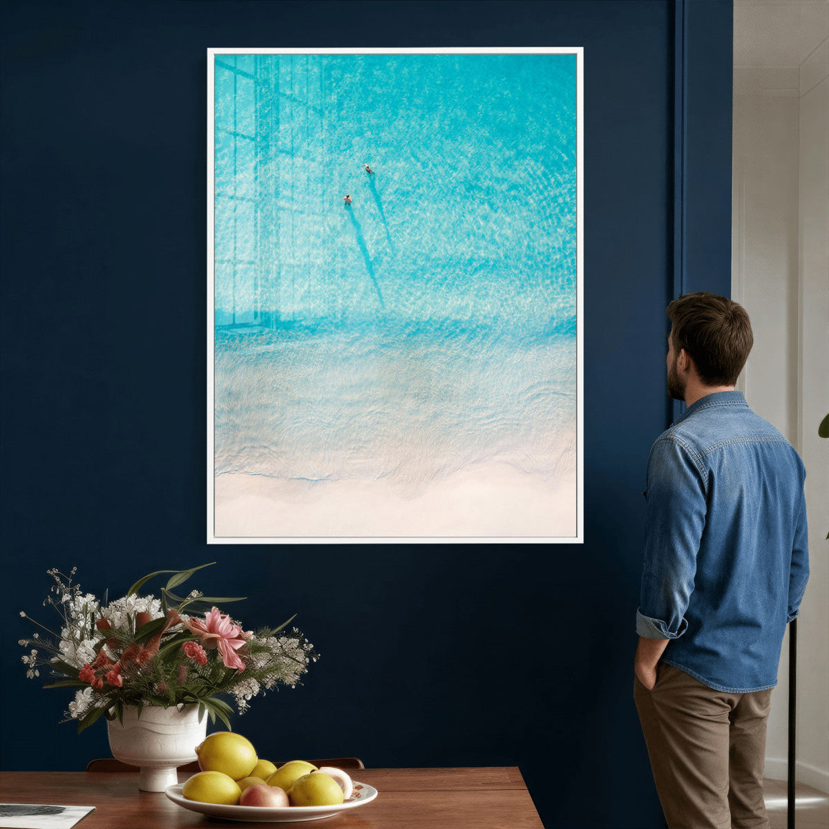 Aerial Turquoise Beach Wall Art Canvas Print – Minimal