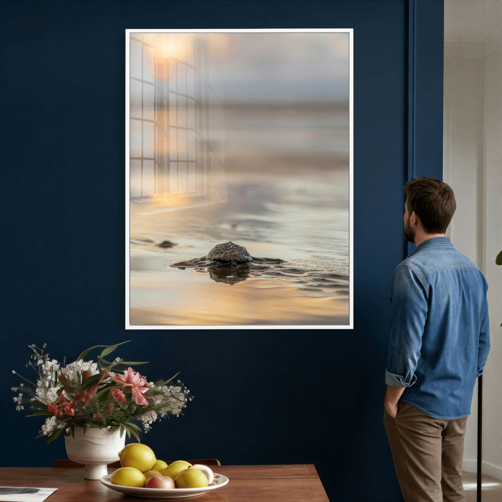 Sea Turtle Hatchling Wall Art Canvas Print – Soft Coastal