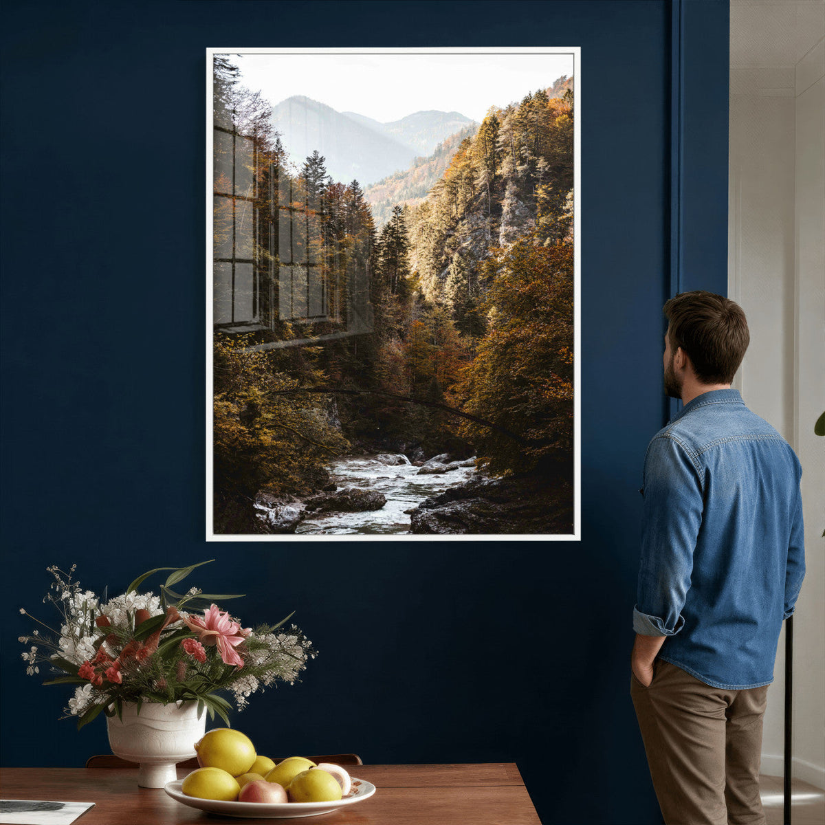 Autumn Forest Mountain Wall Art Canvas Print, Nature