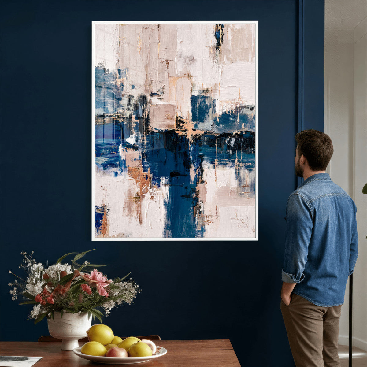 Abstract Navy Blue Wall Art Canvas Print