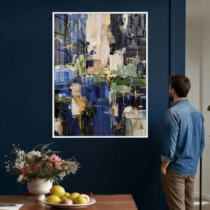 Abstract Dark Blue Wall Art Canvas Print