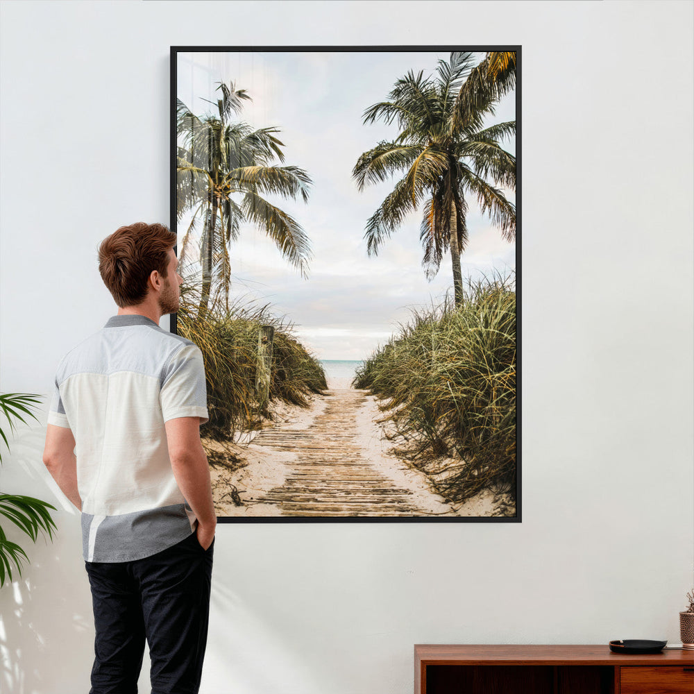 Tropical Palm Wall Art – Sandy Pathway Canvas Print, Ocean