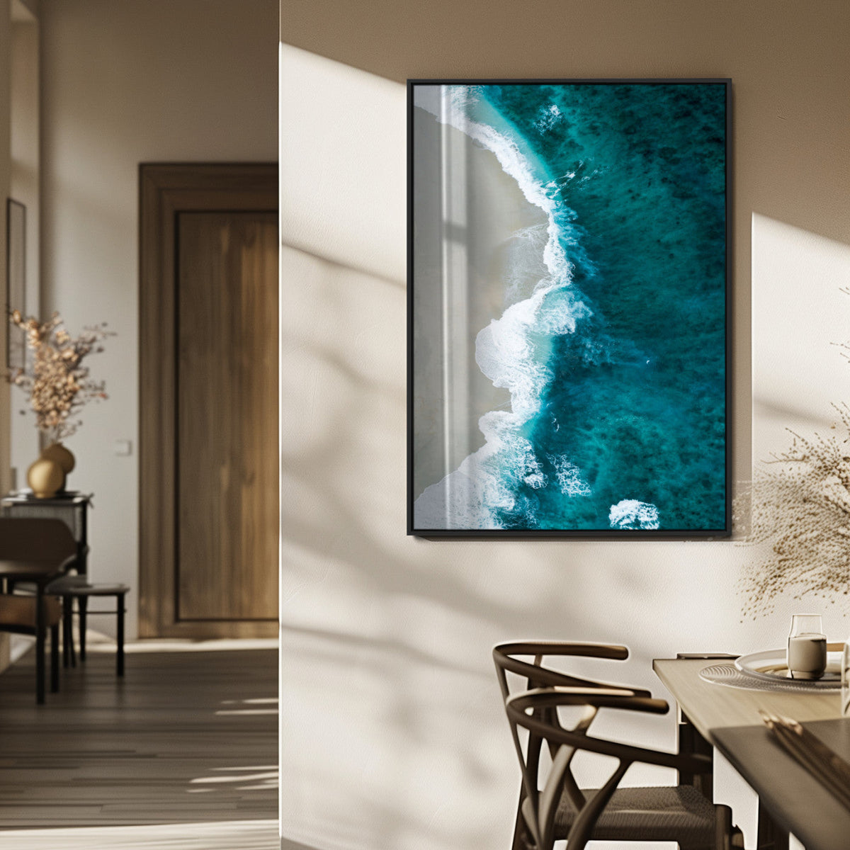 Aerial Ocean View Wall Art Canvas Print – Framed Coastal