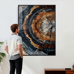 Abstract Wood Grain Canvas Print, Tree Ring Pattern Wall