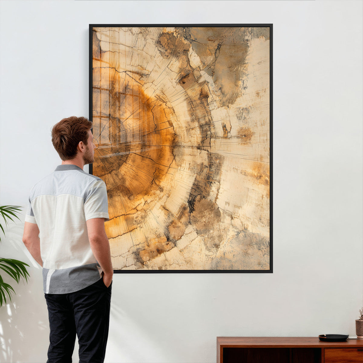 Abstract Wood Ring Wall Art Canvas Print – Natural Tree Ring