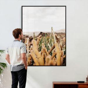 Minimal Desert Cactus Wall Art Canvas Print, Neutral