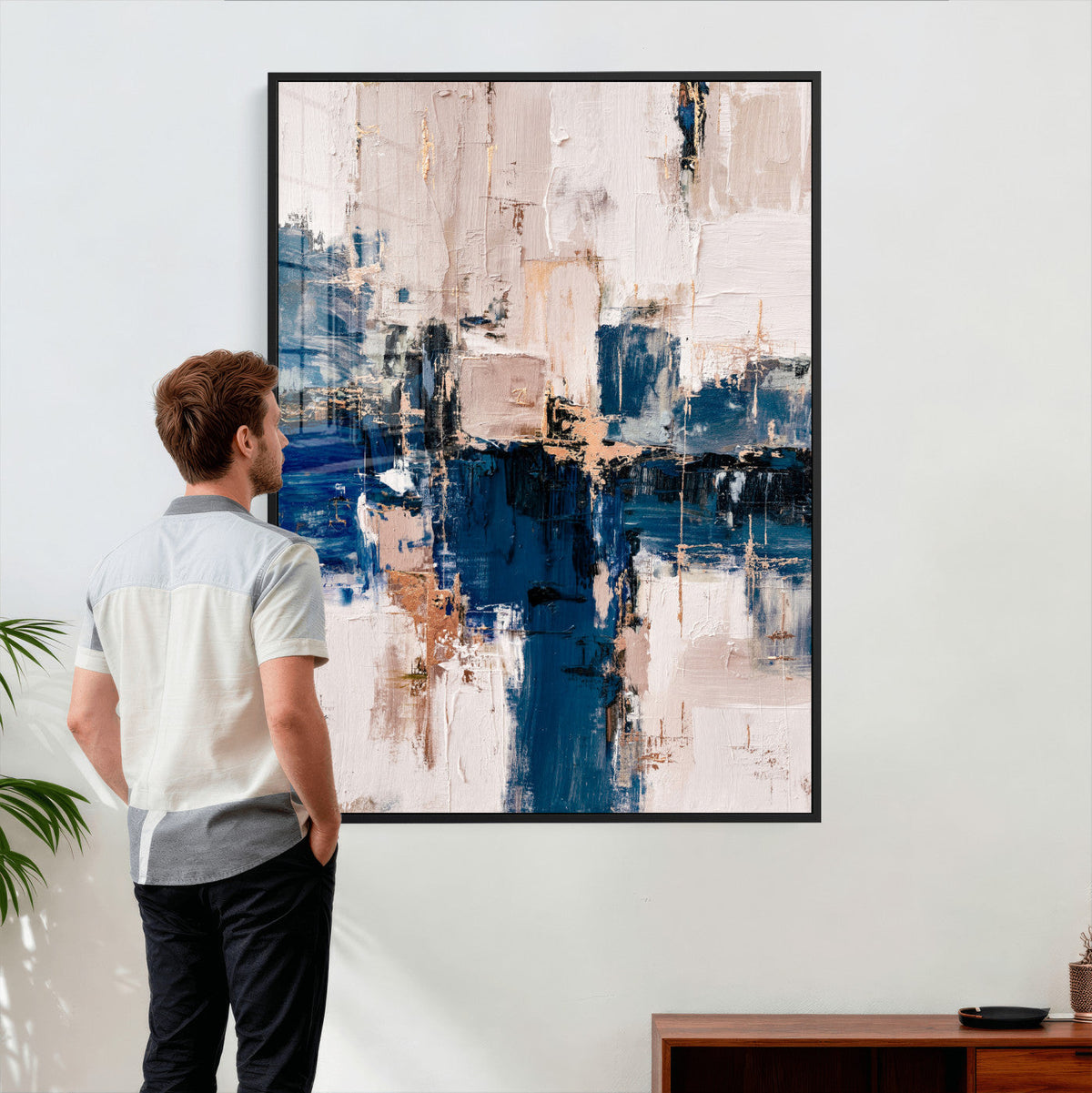 Abstract Navy Blue Wall Art Canvas Print