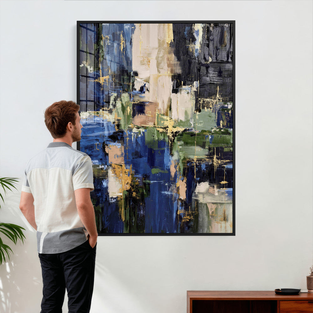 Abstract Dark Blue Wall Art Canvas Print