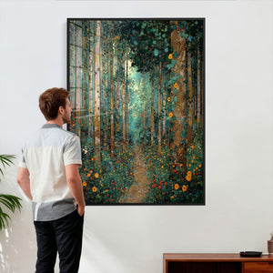 Gustav Klimt Style Forest Canvas Wall Art, Golden Forest