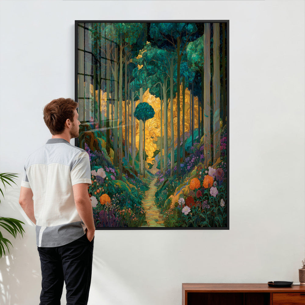 Gustav Klimt Style Forest Canvas Wall Art, Golden Forest