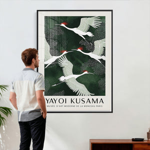 Yayoi Kusama Crane Bird Wall Art Canvas Print, Japanese
