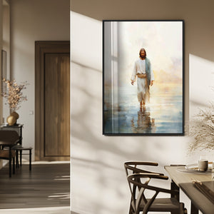 Jesus Walking on Water Wall Art Canvas Print, Christian Wall