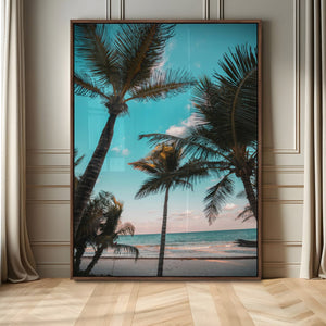 Palm Trees Wall Art Canvas Print – Framed Tropical Beach