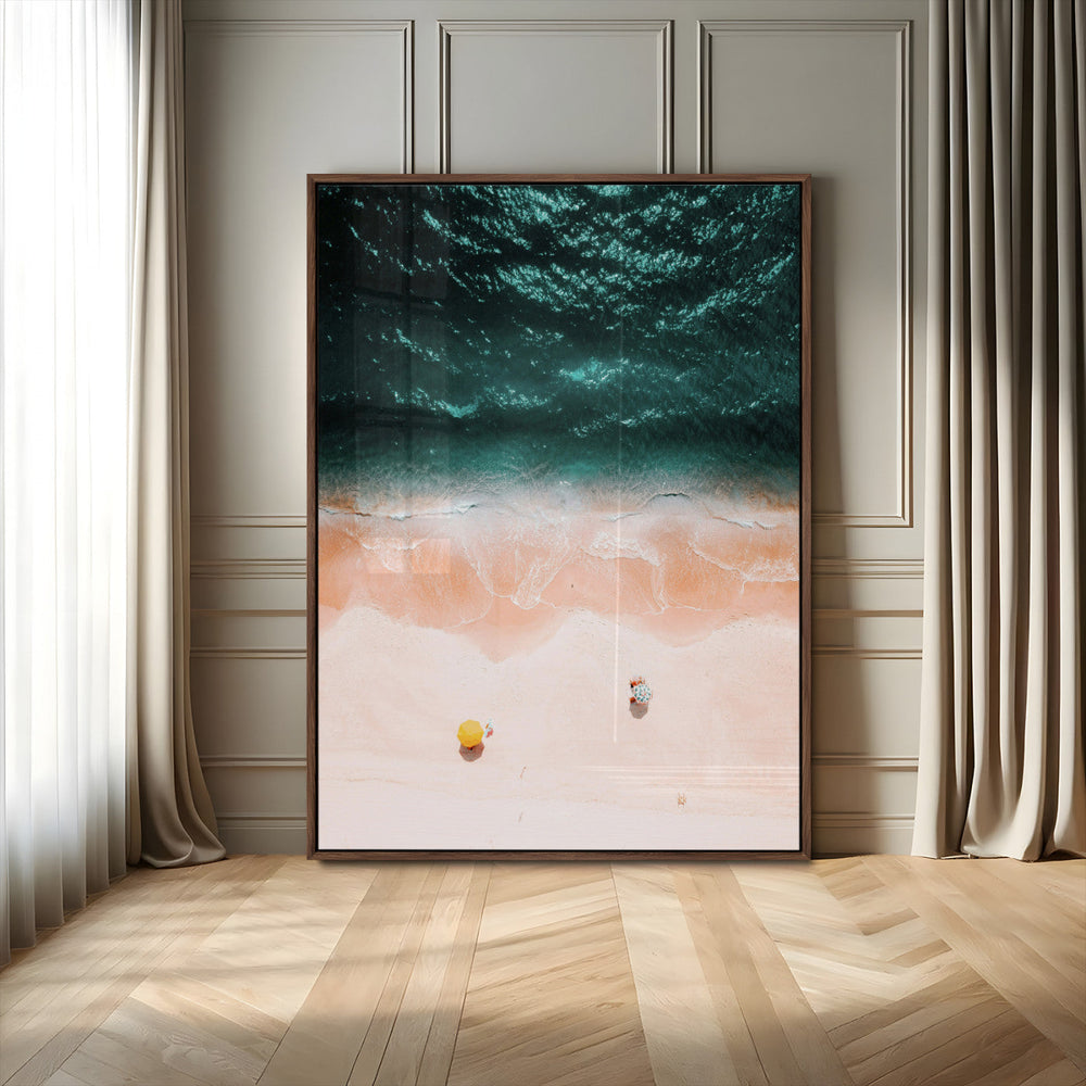 Aerial Serenity Wall Art Canvas Print – Gentle Waves Peach