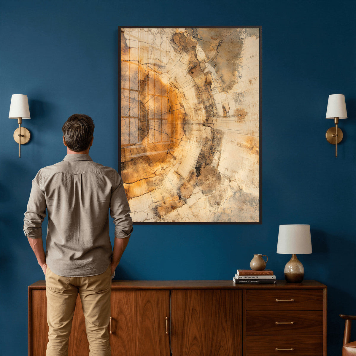 Abstract Wood Ring Wall Art Canvas Print – Natural Tree Ring
