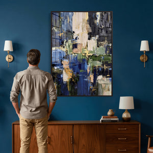 Abstract Dark Blue Wall Art Canvas Print