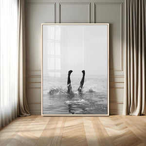 Minimal Ocean Wall Art Canvas Print – Framed Monochrome