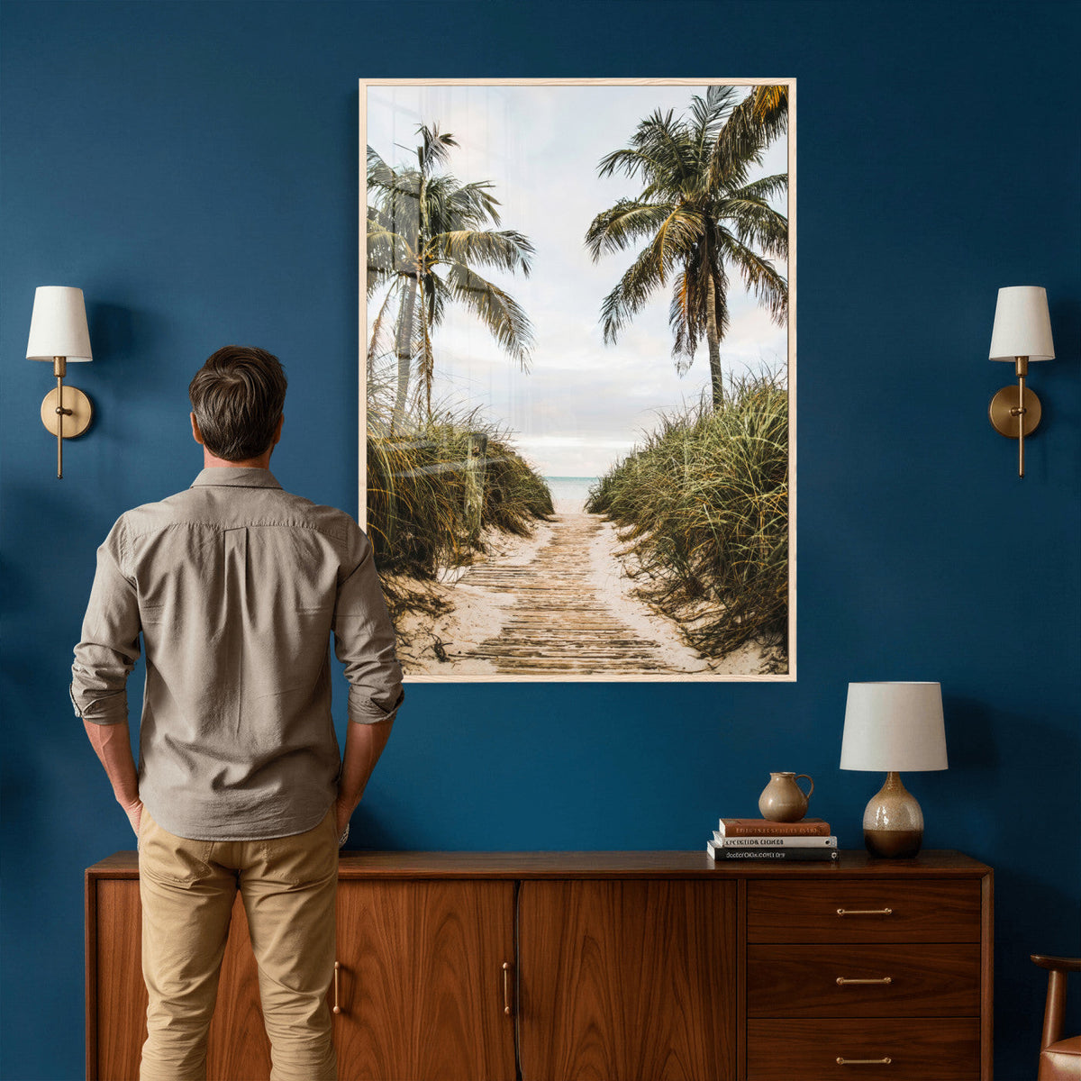 Tropical Palm Wall Art – Sandy Pathway Canvas Print, Ocean