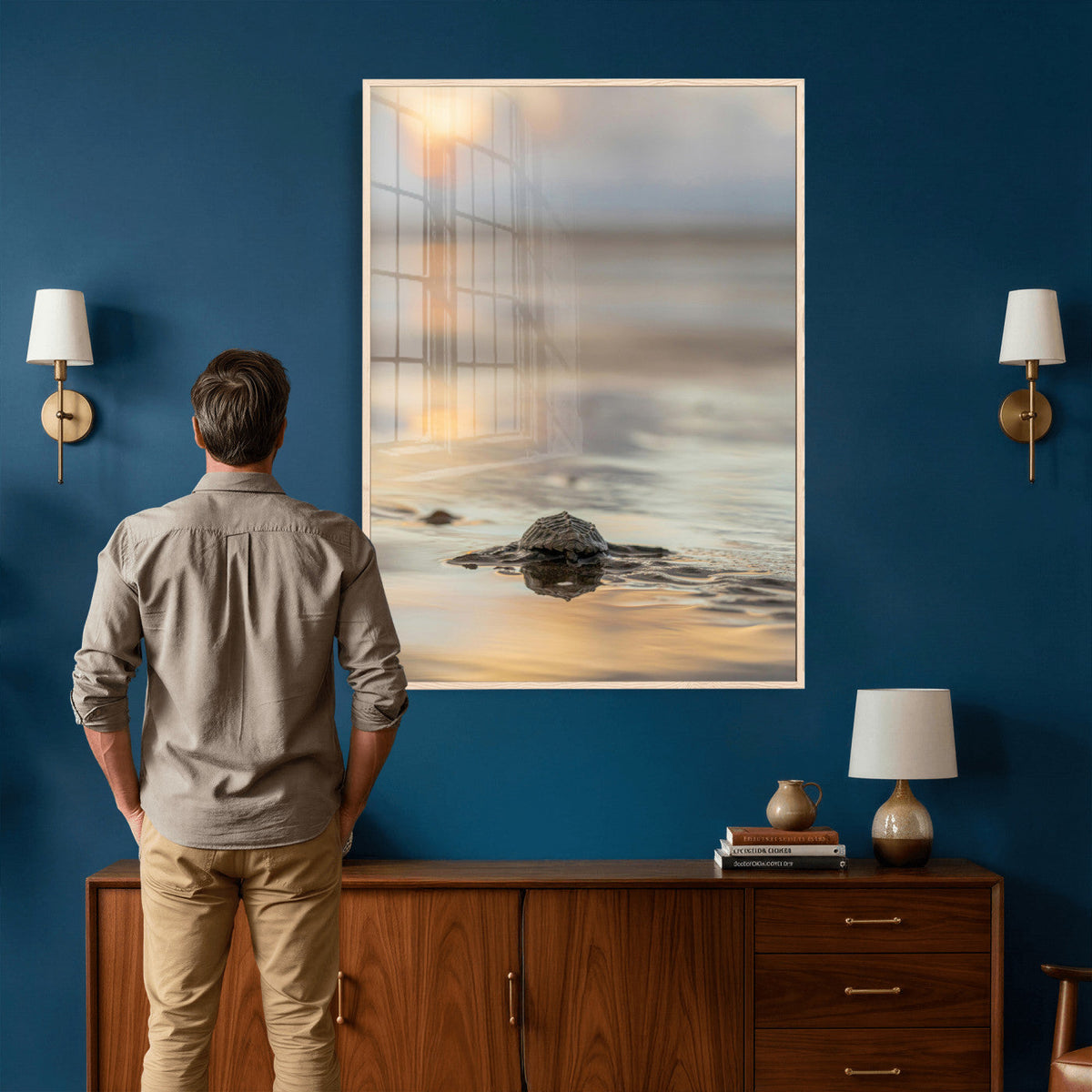 Sea Turtle Hatchling Wall Art Canvas Print – Soft Coastal