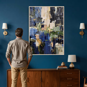 Abstract Dark Blue Wall Art Canvas Print