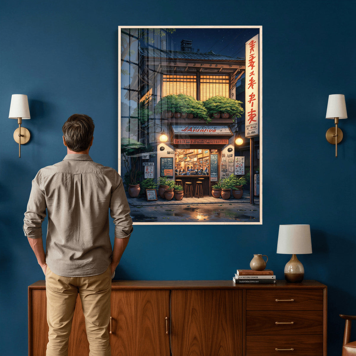 Evening at the Ramen Shop Canvas Wall Art — Japan Night