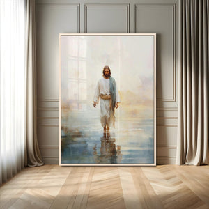 Jesus Walking on Water Wall Art Canvas Print, Christian Wall