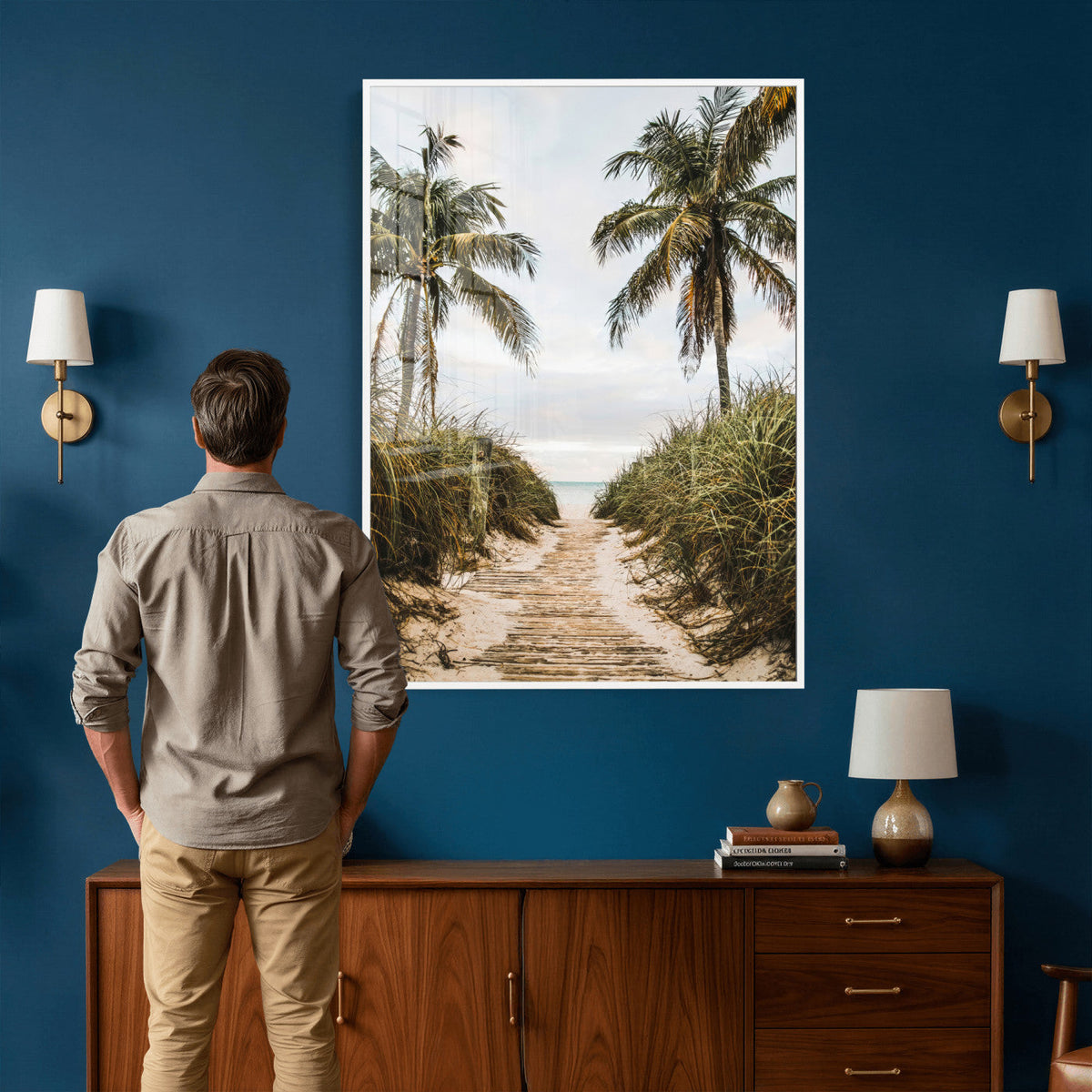 Tropical Palm Wall Art – Sandy Pathway Canvas Print, Ocean