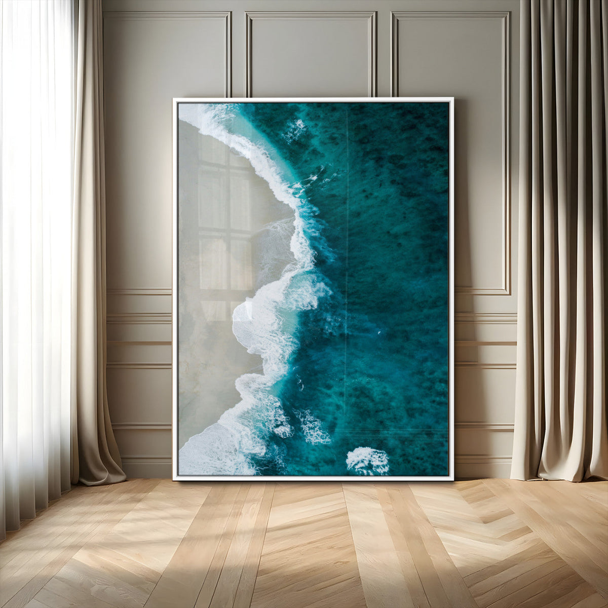 Aerial Ocean View Wall Art Canvas Print – Framed Coastal