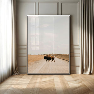 Bison Crossing Wall Art Canvas Print – Framed Western
