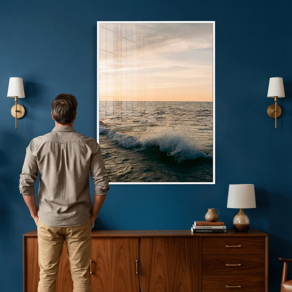 Ocean Wave Wall Art Canvas Print, Calm Coastal Nature