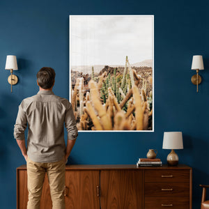 Minimal Desert Cactus Wall Art Canvas Print, Neutral