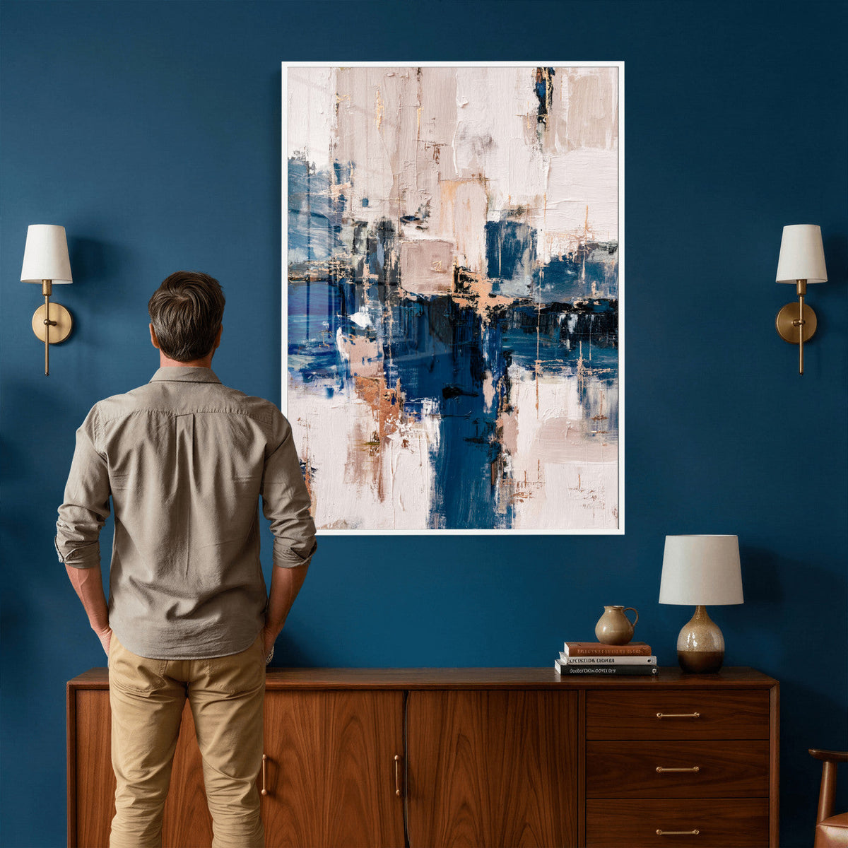 Abstract Navy Blue Wall Art Canvas Print