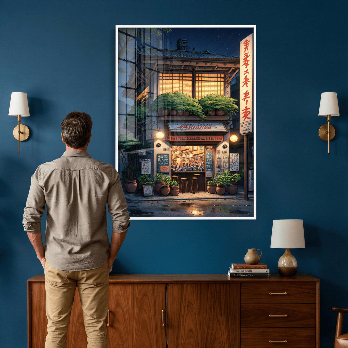 Evening at the Ramen Shop Canvas Wall Art — Japan Night