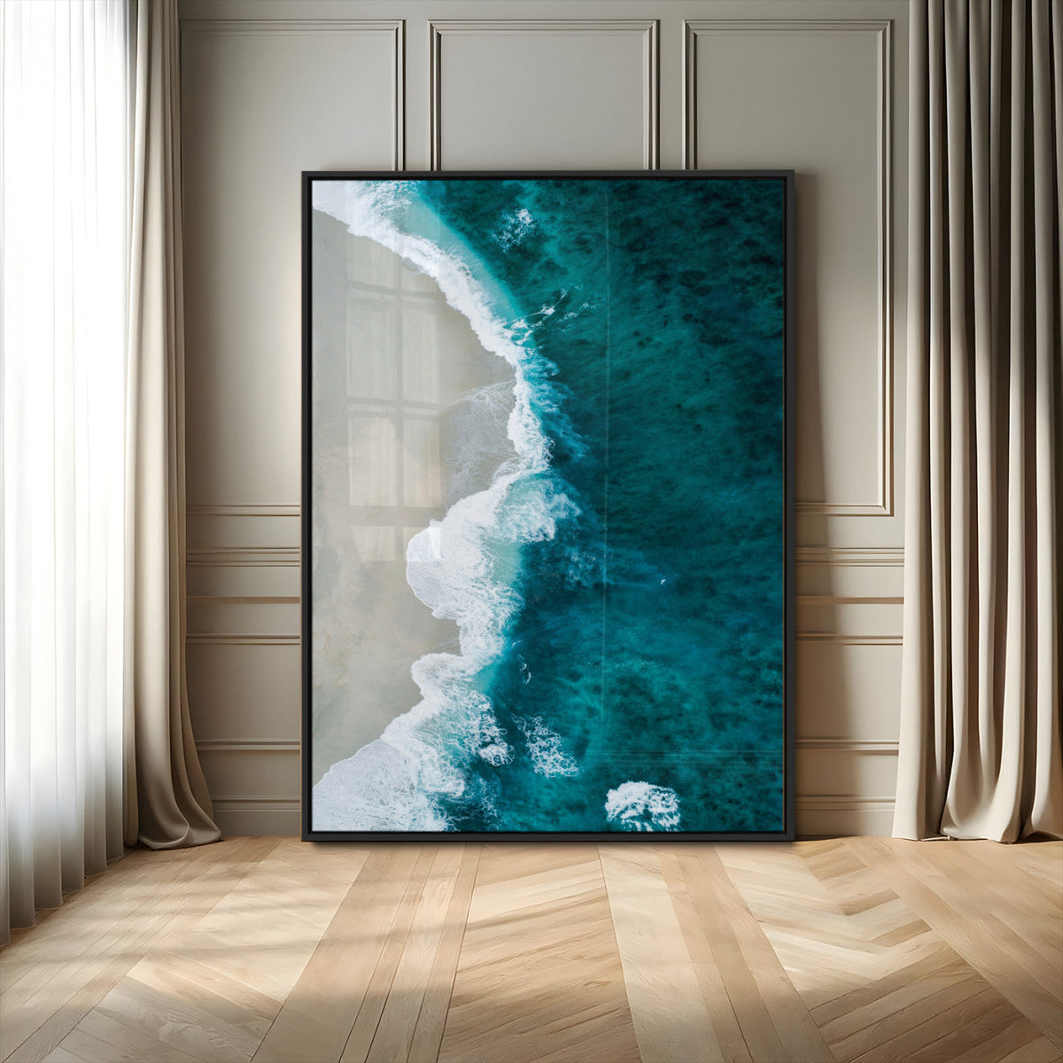 Aerial Ocean View Wall Art Canvas Print – Framed Coastal